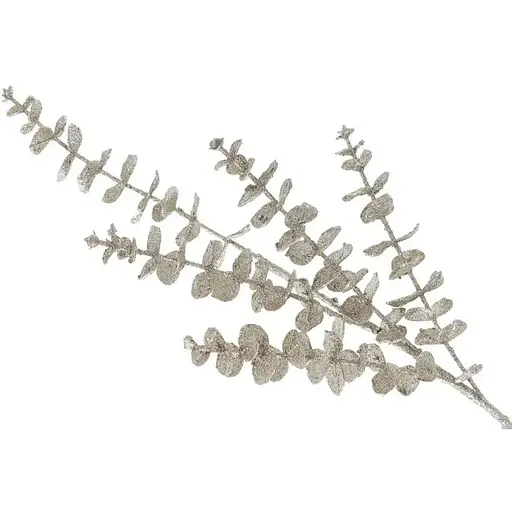 Искусственная ветка Эвкалипт 73 см Флористический материал для декора с глиттером Шампань - фото 1