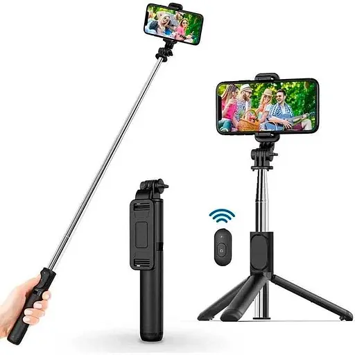 Монопод - штатив для селфи с пультом XO SS09 Multifunctional remote control selfie-stick черный - фото 2