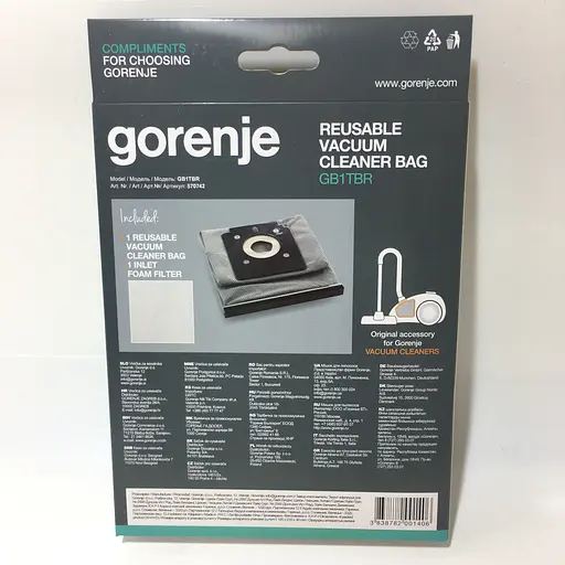 Мішок тканинний + фільтр для пилососу Gorenje VCK1300EA, VCK1400EA, VC1411B, VC1411CMBU, 570742 - фото 2