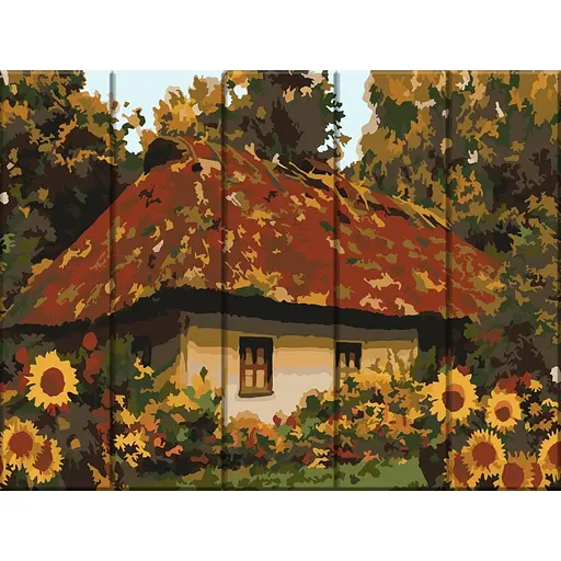 Картина за номерами на дереві Затишне село ArtStory 30х40 см кольорова 000221562