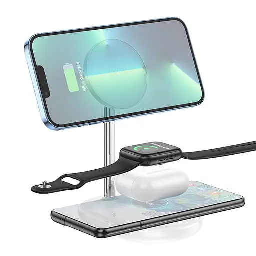 Бездротове зарядне Hoco CW40 Noble 3-in-1 15вт - фото 5