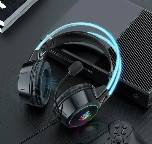 Ігрові провідні навушники Onikuma X15 Pro з висувним мікрофоном, шумозаглушенням і LED підсвічуванням Чорний - фото 7