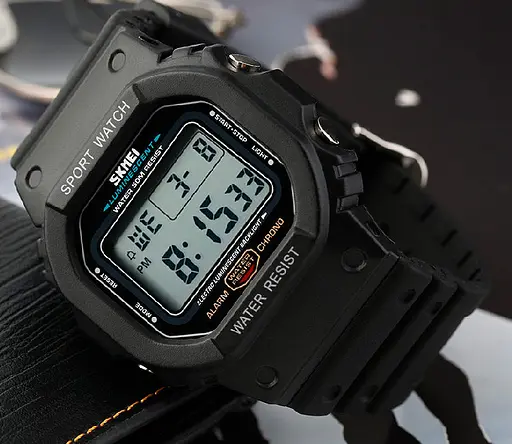 Мужские спортивные часы Skmei 1134 (Черные с белым экраном) - фото 7