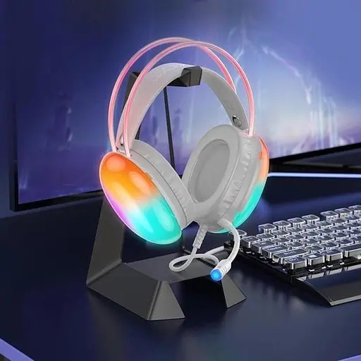Наушники Hoco W109 Plus Rich, USB, 2m, LED, 7.1 channel gaming headphones WHITE - фото 4