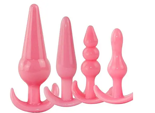 Набір анальних пробок SilkyFlex 4 шт. Рожевий - фото 1