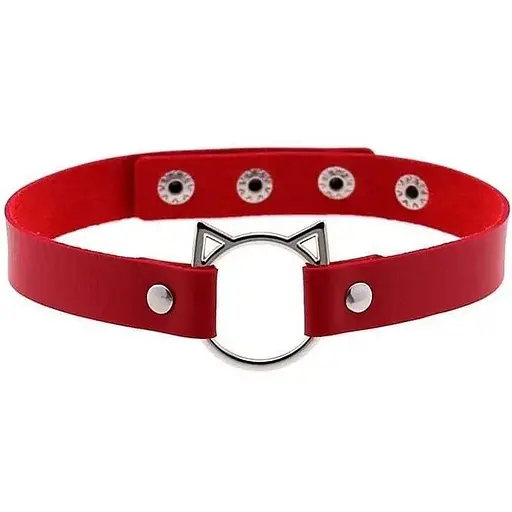 Нашийник з образом кішечки червоний K0375-2
