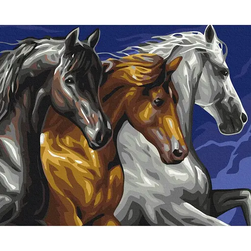 Картина по номерам на підрамнику Brushme Тріо коней - фото 1