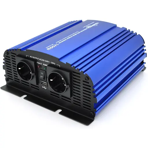Інвертор напруги Tommatech MS-1200, 12V/220V, 1200W з апроксимованою синусоїдою, 2Shuko, USB, клемні дроти, 2 запобіжники, Q4