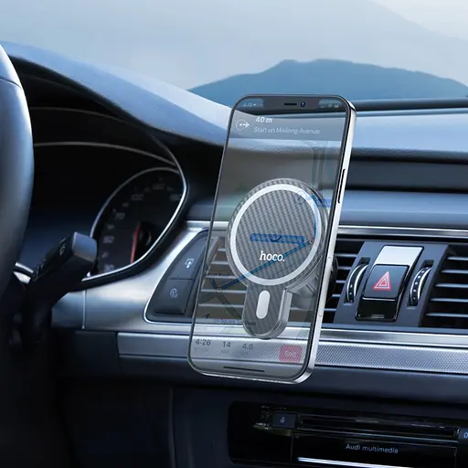 Автодержатель Hoco CA85 магнитный с беспроводной зарядкой 15W черный - фото 2