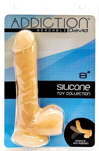 Фалоімітатор із пам'яттю форми, на присосці Addiction - DAVID 8″ Silicone Dong, віброкуля в подарунок - фото 4