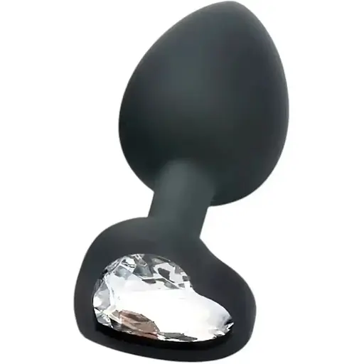 Силіконова пробка анальна з кристалом серце S - фото 1