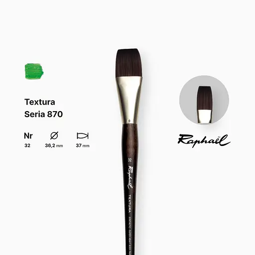 Кисть синтетика плоская Raphael Textura, №32, профессиональная, длинная ручка - фото 2