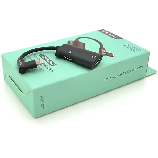 Аудіоконвертор iKAKU KSC-377 MAIQI 4 in 1 audio converter Lightning, Black, Box