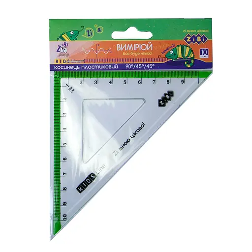 Косинець, 100 мм, з салатовою смужкою, блістер, 12 шт. в упаковці