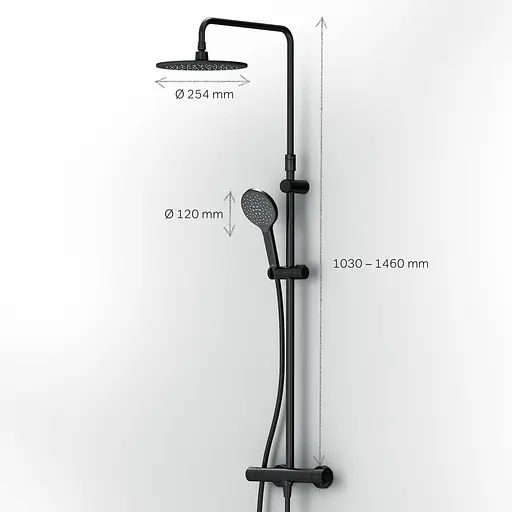 Душова система ShowerSpot з термостатом Am.Pm Like black matt F0780422, Чорний матовий - фото 11