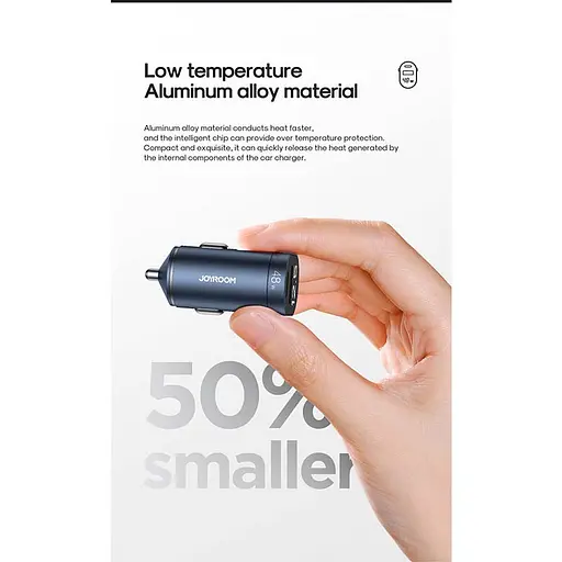 Автомобильный Зарядный адаптер JOYROOM Intelligent 2-port LED Fast Car Charger C-A17 - фото 2