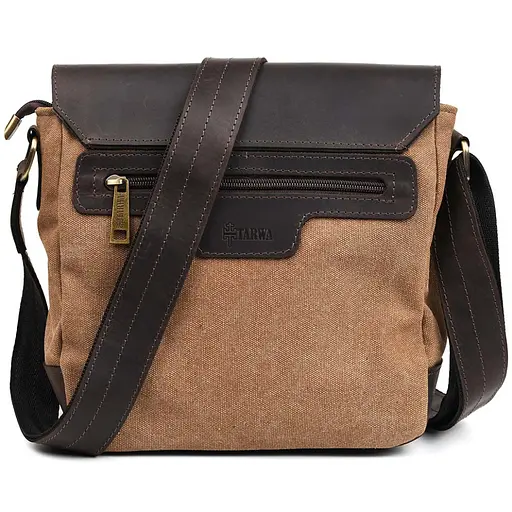 Кожаная мужская сумка через плечо TARWA 25х26х8.5 см sum0025726 - фото 3