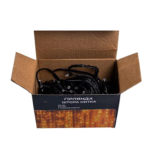 Новорічна гірлянда штора GarlandoPro 3х2 м 144 кімнатна Жовте світло ZWM32144LEDY - фото 4