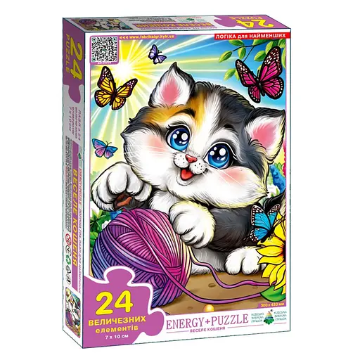 Пазл детский "Веселый котенок" Энергия Плюс 88281, 24 крупных элемента - фото 1