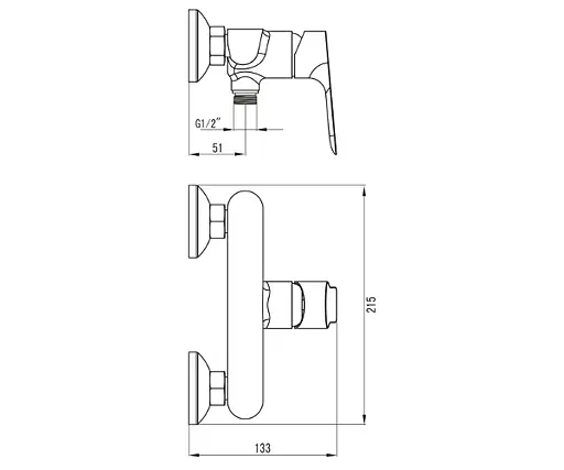 Змішувач для душа KUCERA + душовий гарнітур NETKA (15105+9014003) хром Imprese SET20220127 Хром - фото 3