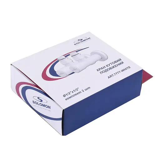 Набір Кран вентильний кутовий з американкою Solomon Lux 1/2″ 7777 (2шт.) White 000020285 - фото 5