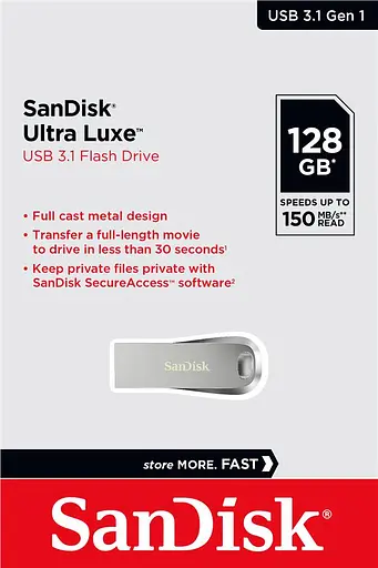SanDisk Накопичувач 128GB USB 3.2 Type-A Ultra Luxe Срібний - фото 5