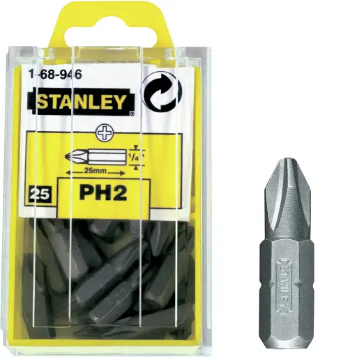 Біта Stanley з шестигранним хвостовиком 1/4" Ph2 L=25 мм 25 шт. (1-68-946) - фото 2
