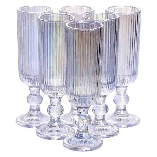 Набір келихів для шампанського 6 штук 160 мл скляні келихи на високій ніжці Хамелеон Yiwu HP7116RB - фото 1