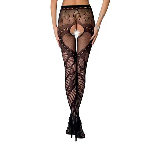 Эротические колготки-бодистокинг Passion S007 black красивые ажурные колготки с вырезом S/M/L - фото 2