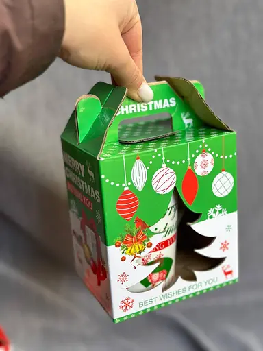 Чашка новогодняя Tanto T3696-2 керамика в подарочной упаковке 350 мл Зеленая - фото 3