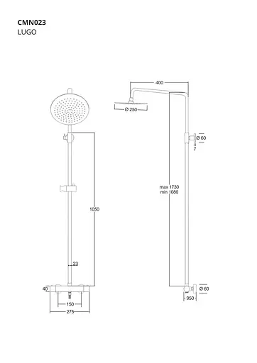 Душова система Corsan Lugo black mat з термостатом CMN023, Чорний матовий - фото 2