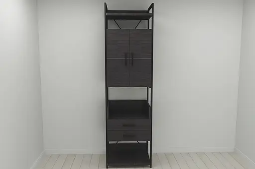 Шкаф Гардероб Уни секция 5 серии Конект Ferrum-decor 220x60x50см Черный металл ДСП Венге Магия 32 мм (FRD-104512)