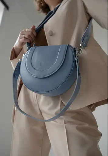 Женская кожаная сумка Mandy голубая - фото 2