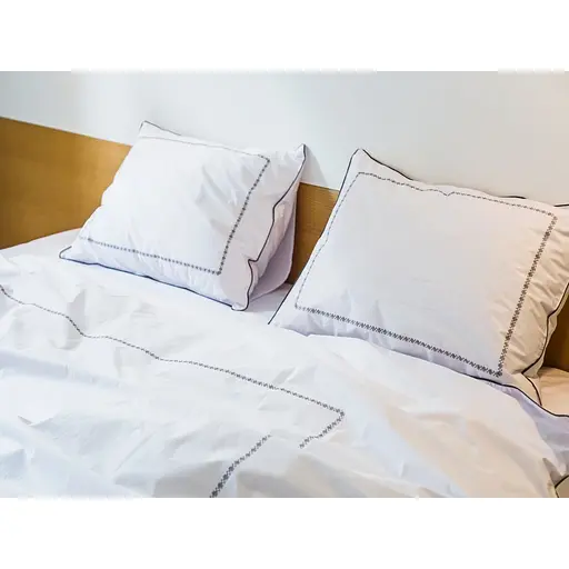 Комплект постільної білизни Ecotton Premium євро перкаль вишивка з кантом кольору капучино (25138) - фото 5
