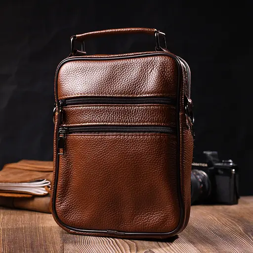 Шкіряна чоловіча сумка Vintage 19,5х24х4,5 см sum0023581 - фото 7