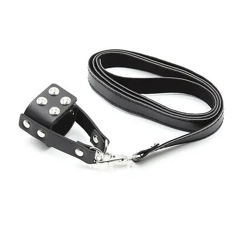 Мужской бандаж для вытягивания пениса из искусственной кожи 130 см черный - фото 1