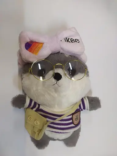 Собачка Lalafanfan мягкая плюшевая Сиба-Ину в одежде и в очках серий кофта і полоску - фото 1