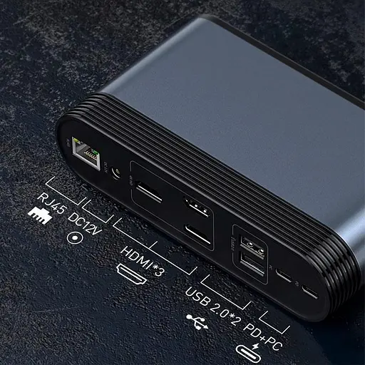 Адаптер Baseus Working Station Three-Screen Multifunctional Type-C Hub Adapter CAHub-DG0G - фото 7