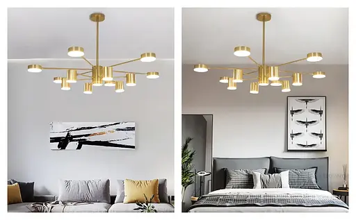 Светодиодная люстра Меркурий 8911 (Золотая) на 6+6 плафонов - фото 5