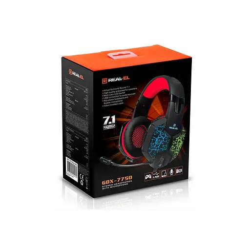 Навушники REAL-EL GDX-7750 Black-Red - фото 12