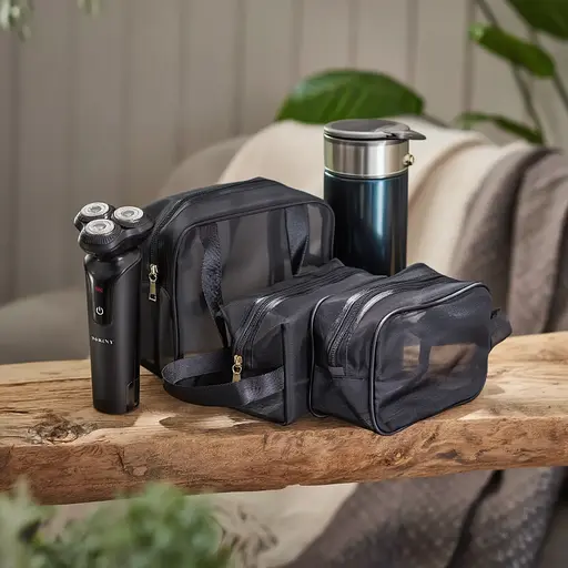 Набір подарунковий : електробритва з трьома роторними головками + термос 530 мл з дисплеєм + прозорі несесери ПВХ (3 шт.) CP2026-22