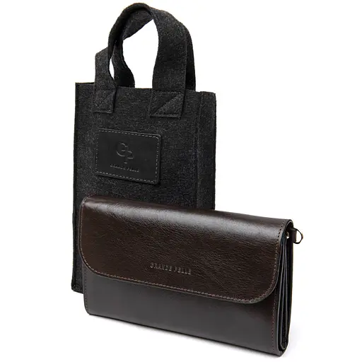 Кожаный мужской клатч GRANDE PELLE 22х13,5х2,5 см sum0015563 - фото 5