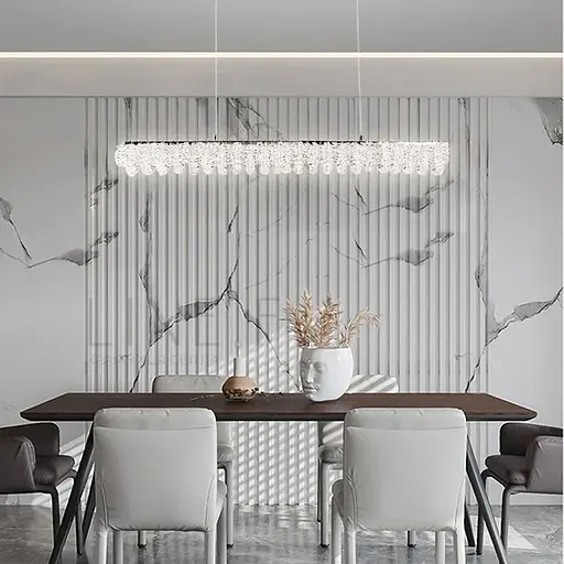 Видовжена кришталева люстра в хромі 80х5 см | Арт. 33038L-850*50 CH | Line F - фото 1