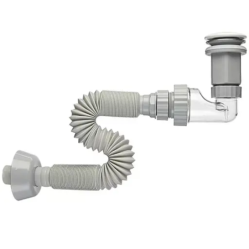 Сифон меблевий VBI з білим клапаном VBI-059101WT, Білий - фото 3