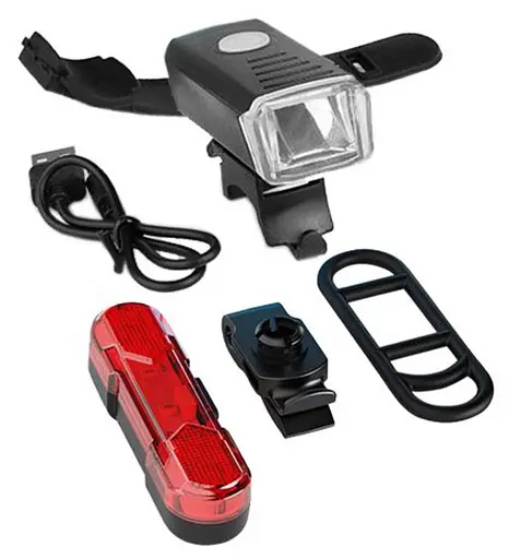 Вело набір фара передня та задня Hua Yu HY027 велосипедні ліхтарі габаритні мігалка стоп 1XPG 5SMD Micro-USB - фото 3