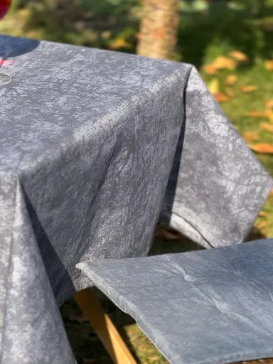 Водовідштовхувальна скатертина Мармур графіт 180х130 см - фото 2