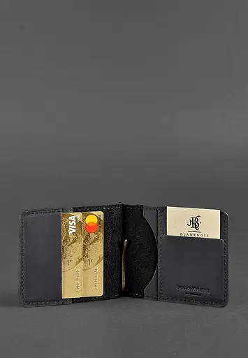 Мужской кожаный портмоне черный 1.0 зажим для денег Crazy Horse - фото 3