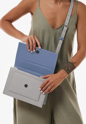 Жіноча шкіряна сумка Grace синій/сірий - фото 3