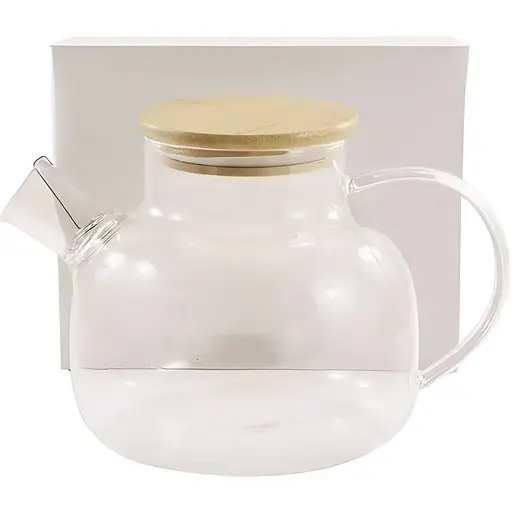 Заварочный чайник стеклянный Interos с бамбуковой крышкой 1 л (000033764) - фото 1