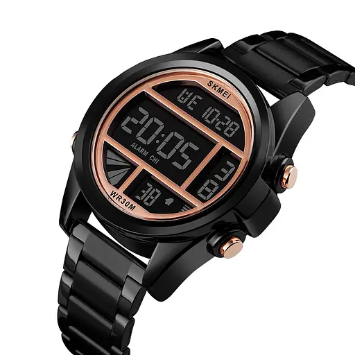 Наручний чоловічий годинник Skmei 1448 Indigo Чорний Рожеве золото - фото 7